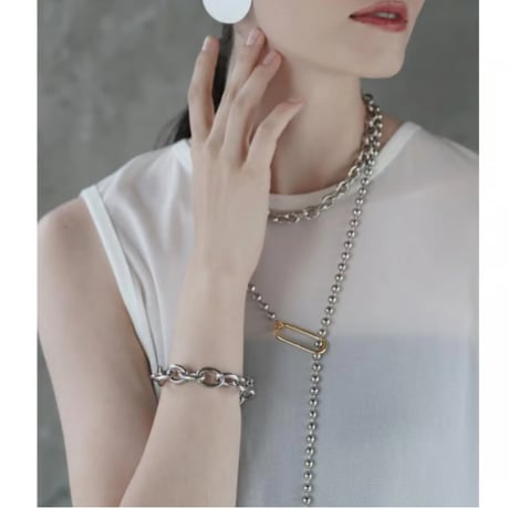 数量限定再再再再販✨【Sea'ds mara】Plain rectangular ball chain necklace