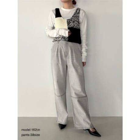 【YENN】HIGH RISE TUCK WIDE　ライトグレー