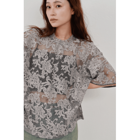 【Hella】rascel lace half sleeve top　※納期3月中旬〜4月中旬
