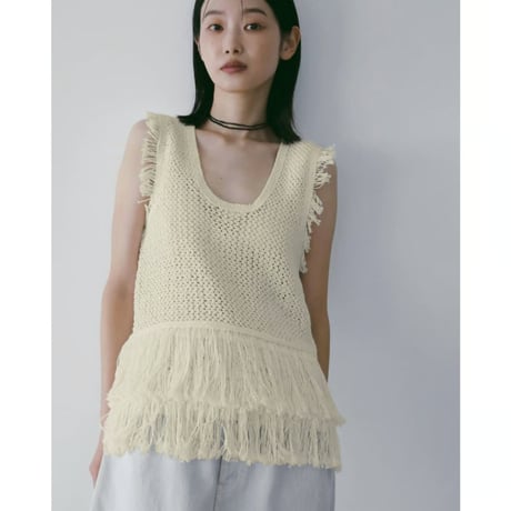 【anuke】Fringe Knit Tanktop
