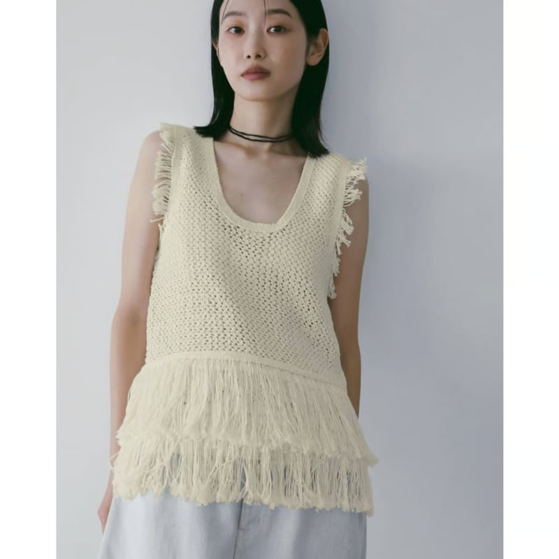 anuke】Fringe Knit Tanktop | selectshop kusukusu
