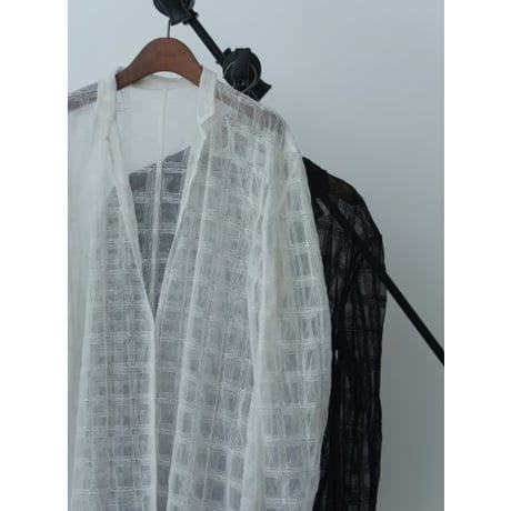 【Hella】embroidery check sheer jacket　※納期4月中旬〜5月中旬