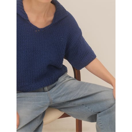 【YENN】HAND KNIT POLO COLLAR PO