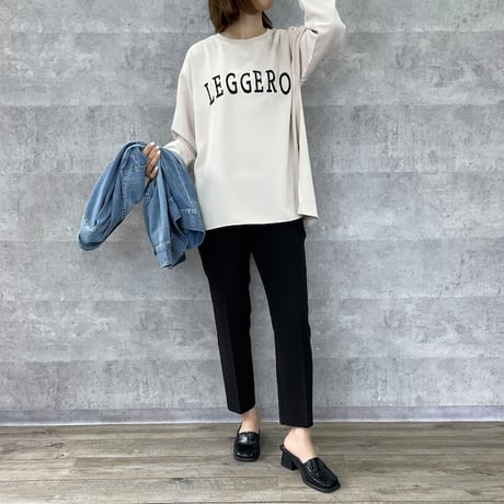 【Anna Kerry】エンブロイダリーロゴ布帛ロンT