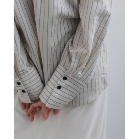 【anuke】Opencollar Stripe Shirts