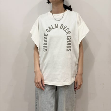 【siro de labonte】message tuck sleeve Tshirt