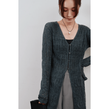 【Hella】crochet lace Vneck cardigan　※納期2月中旬〜3月中旬