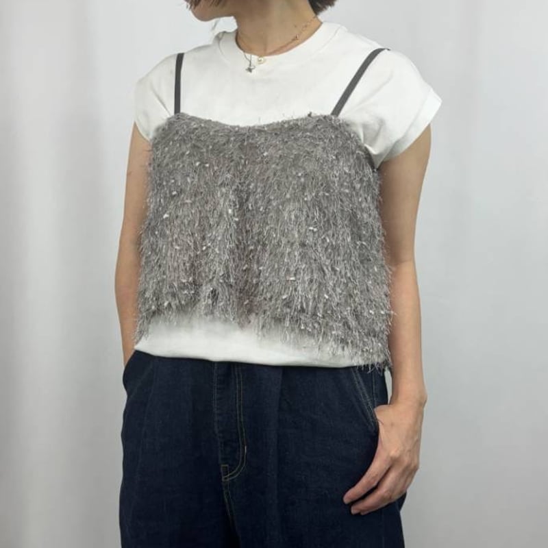 QTUME】フェザーファンシーニットビスチェキャミ | selectshop QTUME】フェザーファンシーニットビスチェキャミ | selectshop