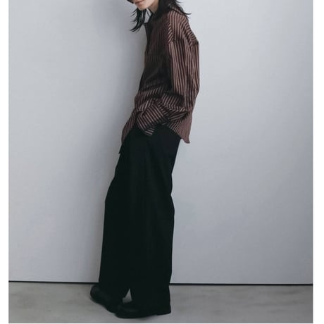 【anuke】Opencollar Stripe Shirts