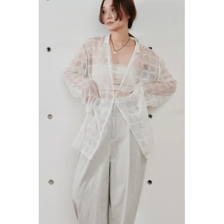 【Hella】embroidery check sheer jacket　※納期4月中旬〜5月中旬