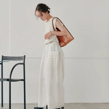 【Hella】check embroidery pants ※納期5/下〜6/下