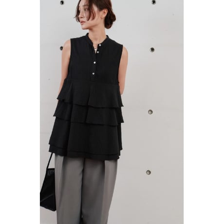 【Hella】cotton crepe layer top　※納期5月中旬〜6月中旬