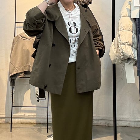 【cafune】peach taffeta stand coat