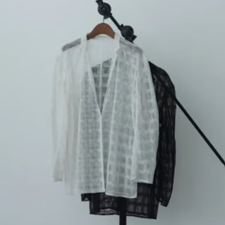 【Hella】embroidery check sheer jacket　※納期4月中旬〜5月中旬