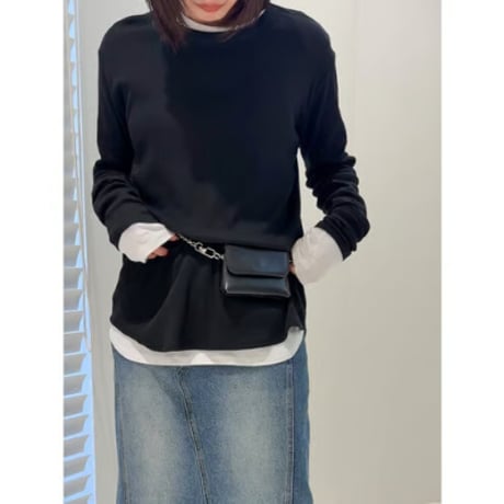 【YENN】COTTON RIB LONG TEE