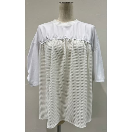【CYAN TOKYO】オパールワッフルコンビギャザーT
