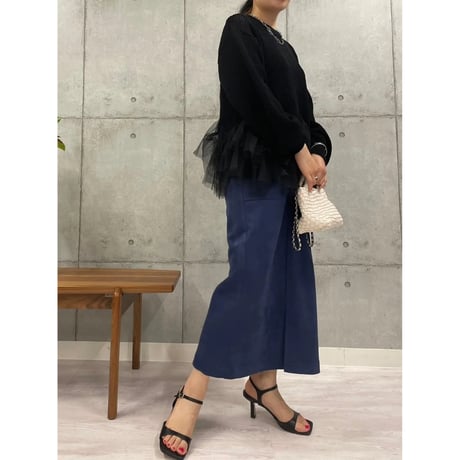 【ROSIEE】裾チュールメッシュニット