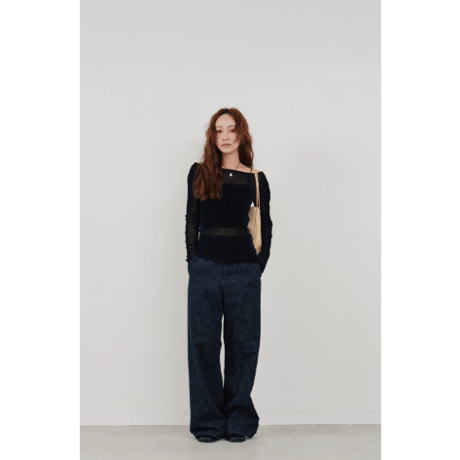 【Hella】flocky tulle top　※納期2月中旬〜3月中旬
