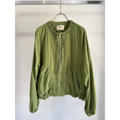 【MARGAUX VINTAGE】撥水ナイロンノーカラーブルゾン