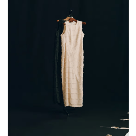【Hella】cut jacquard patchwork dress