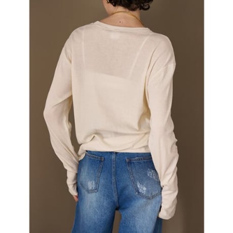 【YENN】SHEER RIB PK TOPS   ＊