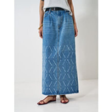 【YENN】 LASER CUT DENIM SK　納期：2026年2月上旬～3月上旬