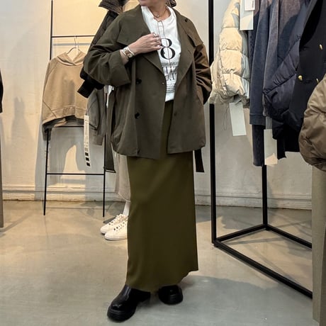【cafune】peach taffeta stand coat
