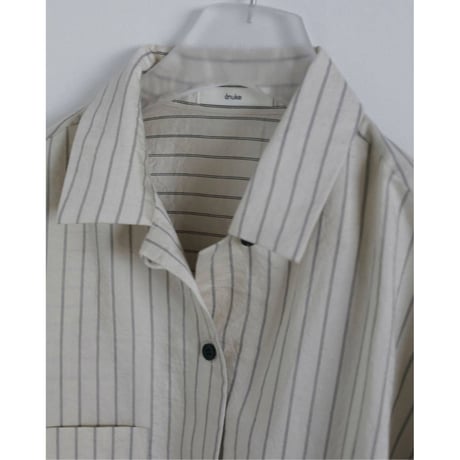 【anuke】Opencollar Stripe Shirts