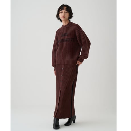 【Boutique Ordinary】Button-Slit Knit Skirt