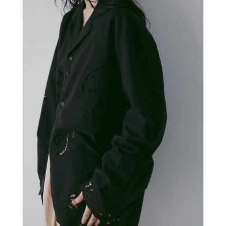 【anuke】Cutwork Opencollar Shirts