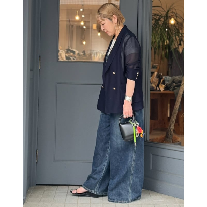 kusukusu select】フロントアシンメトリーデニムオーバーオール