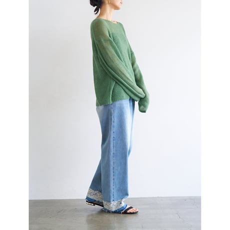 【YENN】LACE HEM TUCK DENIM　※納期：8月中旬〜9月中旬