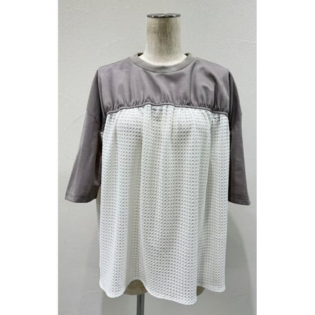 【CYAN TOKYO】オパールワッフルコンビギャザーT