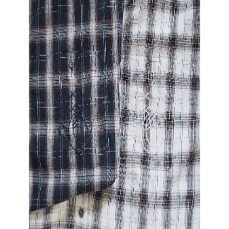 【Boutique Ordinary】Checked Collarless Wide Shirt