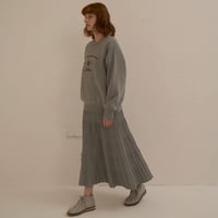 【Boutique Ordinary】Pleated-Style Knit Skirt