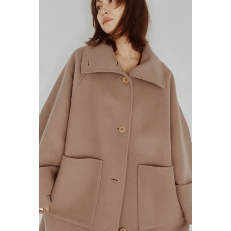 【Hella】Hooded Stole Rever Coat　※納期9月末〜10月末