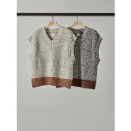 【YENN】BI COLOR KNIT VEST