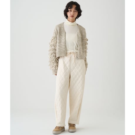 【Boutique Ordinary】Fringe Sleeve Mixed Knit Cardigan