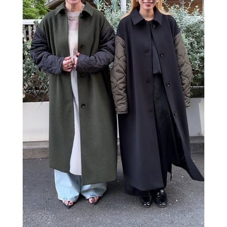 【NOMINE】 袖キルティングステンカラーコート