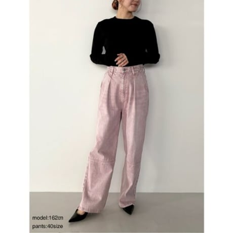 【YENN】HIGH RISE TUCK WIDE　ピンク