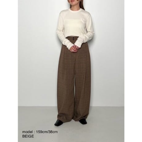 【YENN】PLAID 2TUCK WIDE PT