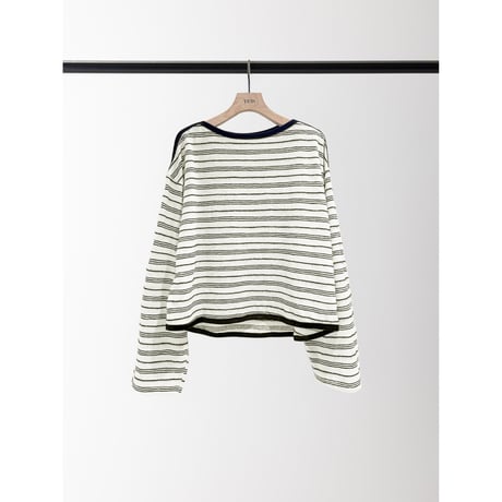 【YENN】FEATHER STP WIDE TOP　※納期：8月中旬〜9月中旬