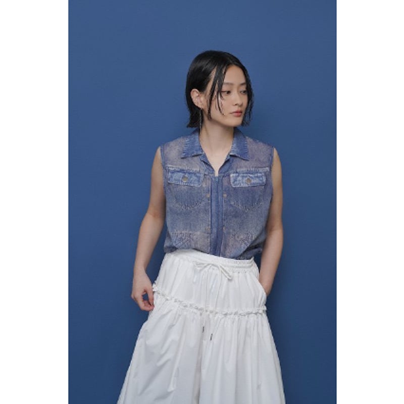 CYAN tokyo】デニム転写シフォンベスト | selectshop kusukusu