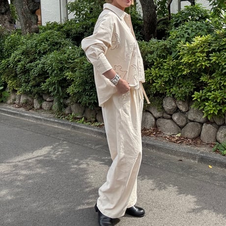 【PRIORITY】エンブロイダリーオープンカラーシャツ