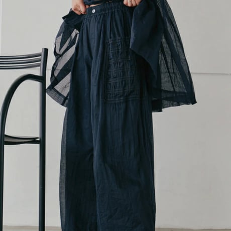 【Hella】check embroidery pants ※納期5/下〜6/下