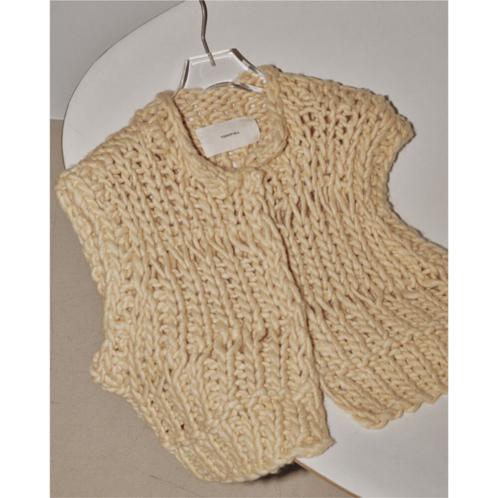 todayful Chunky Hand Knitvest  エクリュサイズフリー