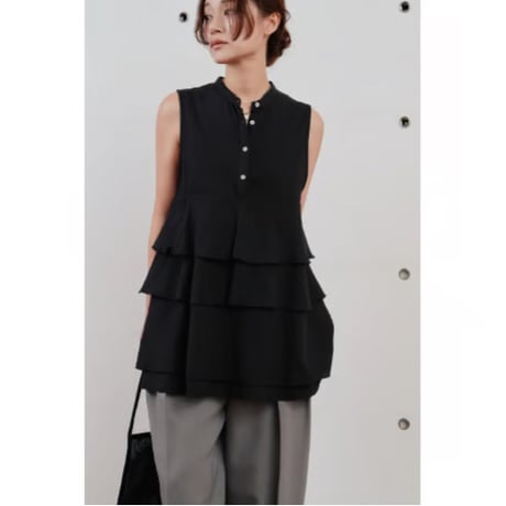 【Hella】cotton crepe layer top　※納期5月中旬〜6月中旬