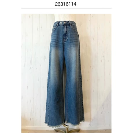 【L'ours Polaire et Bleu】Wボタンカットオフワイドストレート