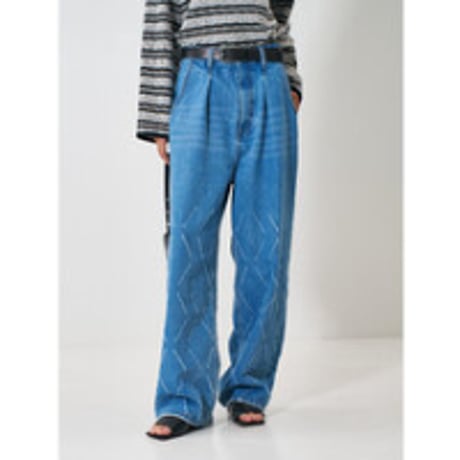 【YENN】 LASER CUT WIDE DENIM