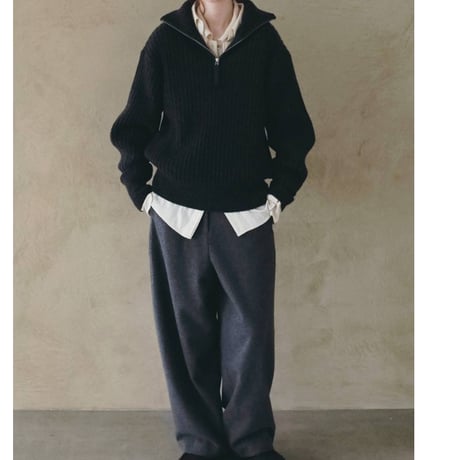 【anuke】Halfzip Rib Knit